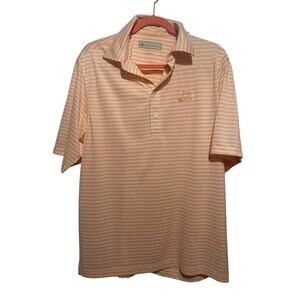 Donald Ross men’s polo golf shirt Size Medium orange striped
